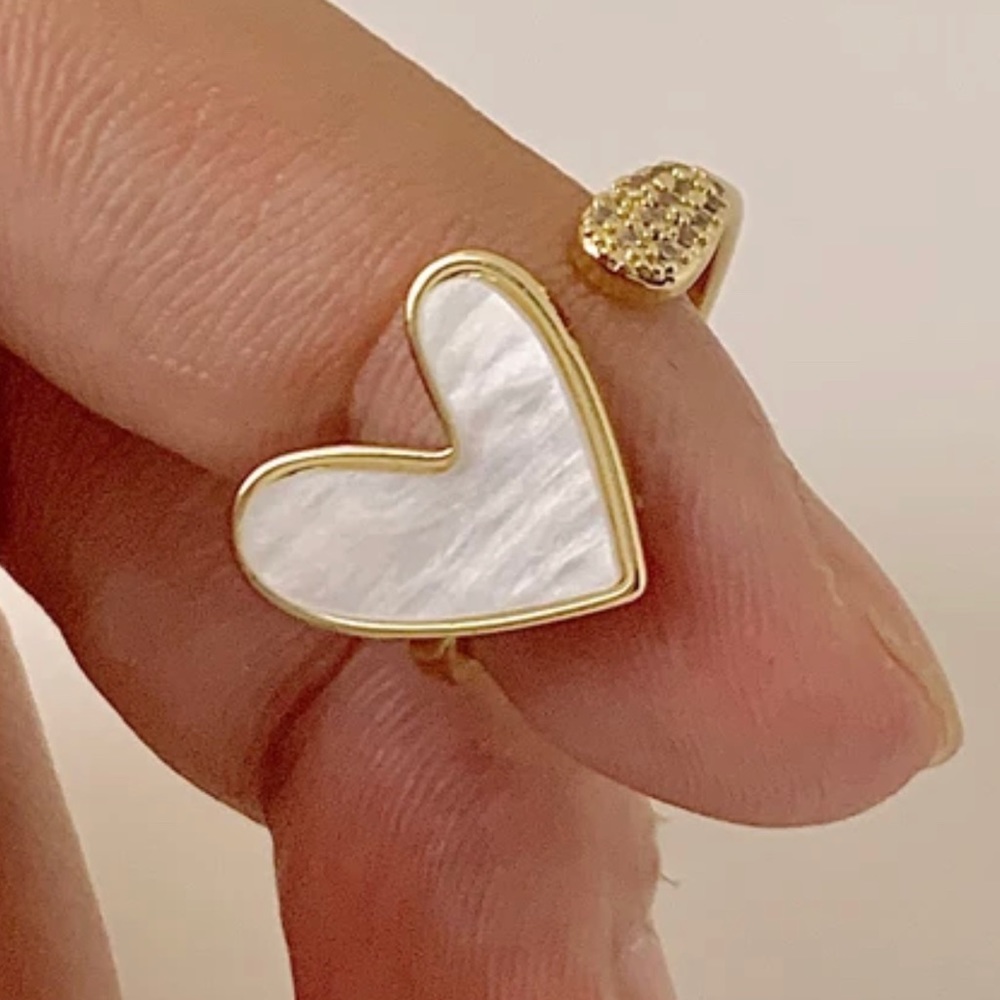18K Gold Plated Elegant Shell Heart Adjustable Ring for Woman - Picture 2 of 16